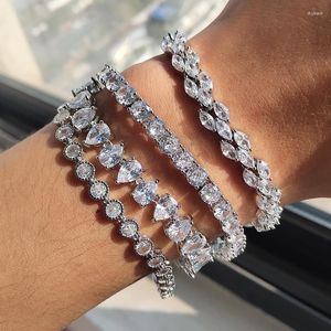 Pulseiras de link uilz uilz luxury geométrico pulseira de cristal para mulheres presente de casamento de festas colorido de coragem de trigo de jóias