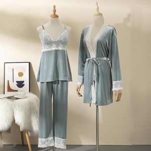 Frauen Nachtwäsche Pleuche Pyjamas für Frauen Frühling Herbst Herbst Lace Beauty Sexy Homewear Anzüge 3PCS hochwertig warm warm weich