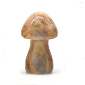 Pendanthalsband 6pc frenad agatsvampskulptur 35mm Mini Healing Crystal Mushrooms Chakra Stone Decorations for Home Balancing