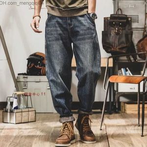 Calça masculina jeans masculino Vintage Straight Street Fashion Wide Leg -Pants Loose American American Ami Khaki Jeans Loose de Alta Qualidade Z230819