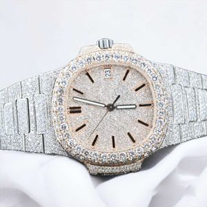 Orologio meccanico di lusso personalizzato Hip Hop Orologio meccanico di lusso da uomo bianco VVS Moissanite Diamond Watch