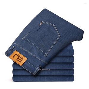 Men's Jeans 2023 Summer Brand Fit Straight Ultra Thin Breathable Denim Simple Casual Clothing Cotton Stretch Lightweight