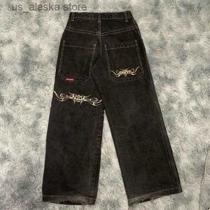 Herr jeans y2k byxor extra stor lös bokstavskalle broderade jeans män hip hopp jeans gotiska breda benbyxor streetwear baggy jeans t230819