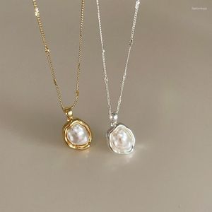 Pendant Necklaces Minar Charms Irregular Baroque Pearl For Women Gold Silver Plated Alloy Strand Chain Choker Pendientes