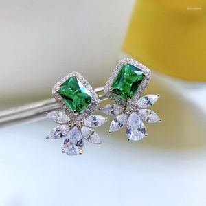 Stud Earrings 2023 Product Personalized Fashion Same Style 1ct Emerald 5 7 European And American Temperament