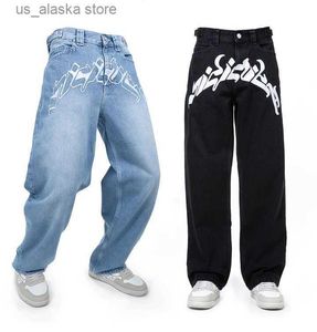 Men's Jeans Baggy Jeans Harajuku Hip Hop Straight Wide Leg Pants Oversized Print Y2k Mens Jeans Casual Mopping Black Jeans Hot Streetwear T230819