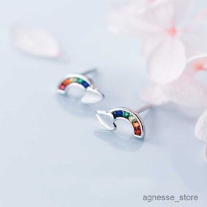 Charm 925 Solid Real Sterling Silver Jewelry Colorful Cloud Stud Earring Women Friend Girl Lady R230819