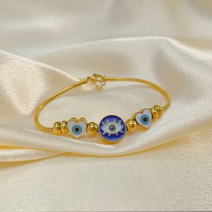 Handmade Enamel Heart Shape Evil Eye Charm Bracelets for Women