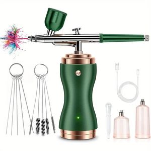 Airbrush -Kit mit Kompressor 30psi Air Pinselpistole wiederaufladbare tragbare Handheld -Kabelluftbrush für Nagelkunst, Malerei, Kuchendekor, Keks, Modus, Make -up, Friseur