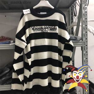 Herrtröjor Onesize Margiela Jacquard broderi tröja män kvinnor strip casual tröjor designer hoodie 286