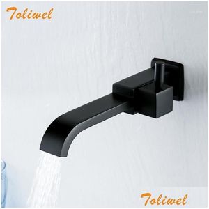 Bathroom Sink Faucets Basin Faucet Wall Mounted Cold Water Bathtub Waterfall Spout Vessel Mop Pool Tap Matte Black Square1 Drop Delive Dhlja
