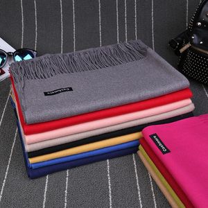 24 colors, over 200 grams of bright red, solid color imitation cashmere scarf, women's Korean version, winter thick shawl, warm scarf