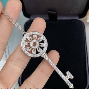 Top Pendant Brand Necklaces Dupe Quality 925 Sterling Silver Rhinestone Key Necklace Jewelry Shangpinhat