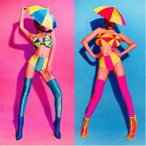 Stage Wear Creativity Women Costume Suit Nightclub Gogo Jazz Dance Performance Umbrella Headwear Festival Rave Outfit