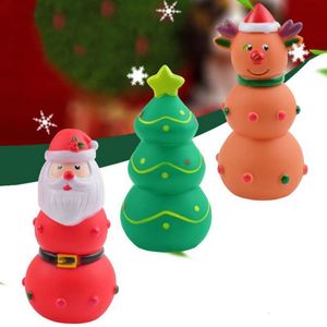 Köpek oyuncakları çiğneme Noel ağacı geyiği Noel Baba Baba Isırık Dayanıklı Taşlama Dişleri Temizleme Squeaker Kauçuk Oyuncak Aksesuarları 230818