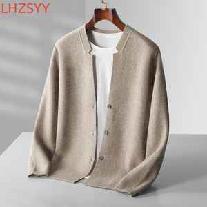 Мужские свитера Lhzsyy Cashmere Cardigan Casual Standup Tops Tops Pure Wool Dit Pail осень зимняя молодежь универсальная теплая мужская куртка 230818