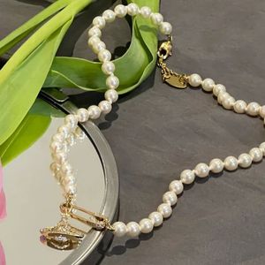 Saturn Pendant Necklace Designer Pearl Necklaces Women Luxury Gole Silver Jewelry Mother's Day Gift