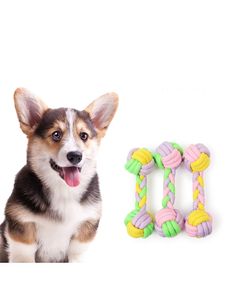 Dog Toys Tuggar 1 Interaktiva träningsprodukter Pet Tandborste Bite resistent Cotton Ball Stick Knot Rope Puppy Chew Teeth Clean Toy For 230818