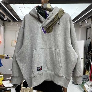 Men's Hoodies Sweatshirts Kolor Abe Runyi Asymmetric Panel Hoodie Japan Large Casual Color Contrast Men's Hoodie Z230818