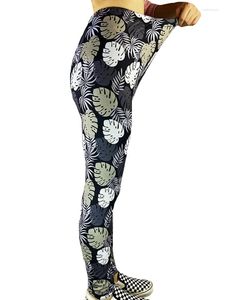 Women's Leggings LJCUIYAO Arrival High Waist Leaf Printed Pushup Elastic Tights Women Yoga Pants Gym Female Trousers Drop