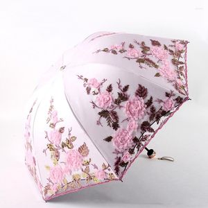 Guarda -chuvas dobrando chuva de chuva de chuva três ferramentas femininas personalizadas exclusivas parasol