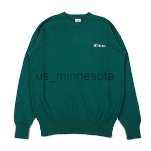 Herren Hoodies Sweatshirts Übergroße Vetements Grün weißer Druckpullover runden Hals Strickwaren Frauen