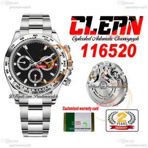 CF Clean Factory SA4130 Automatic Chronograph Mens Watch 1165 Black Dial White Stick Dial 904L Oystersteel Bracelet Super Edition الإصدار الساعات PHERETIME SS3
