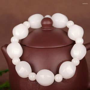 Strand Men White Jade Bracelet Mulheres Acessórios para jóias finas Acessórios genuínos naturais jades hetianos nefrite hexagon braCelets de pedra