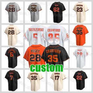 35 Brandon Crawford Jersey Buster Posey Beisebol Joc Pederson 5 Mike Yastrzemski San Franciscos Barry Bonds Logan Webb gigantes Patrick Bailey 7 J.D.