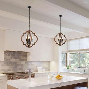 Pendant Lamps Ganeed 4-Light Rustic Farmhouse Orb Chandelier Vintage Hanging Ceiling Light Fixture With Adjustable Chain