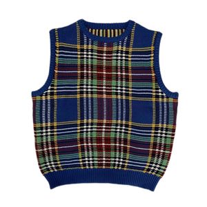 Men's Sweaters Japan Style Kapital Vintage Hirata and Hiro Knitting Plaid Sweater Vest Sleeveless Round Neck Loose Pullover 230818