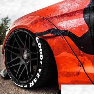 Car Stickers Tire Letter Rubber 3D Motorcycle Wheel Custom Accessories Decoration Decals White Red Yellow Color Y220609 Drop Deliver Dhx2B