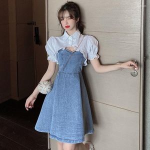 Skirts 2023 Summer Two Piece Set Women Sets Womens Outifits White Denim Sling Dress Y2k Clothes Fashion Korean Sexy Suit