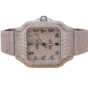 버스 다운 날짜 Just Swiss Movement Blue Arabic Number 다이얼 아이스 아웃 힙합 남자 보석 D VVS Real Moissanite Diamond Watch