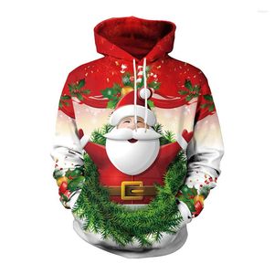 Bluzy męskie 2023 Modna świąteczna kaptura dla mężczyzn i kobiet Święty Mikołaj duży rozmiar SWEAT 3D Autumn Winter Hooded Pose