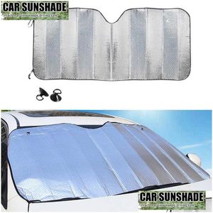 Car Sunshade 130X60Cm Sun Shade Uv Visiere Protection Curtain Film Windshield Visor Front Drop Delivery Mobiles Motorcycles Interior Dhcds