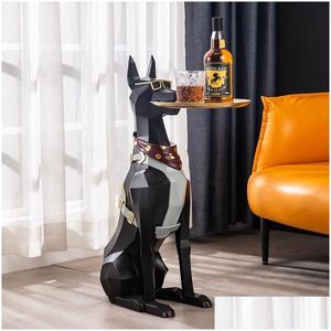 Dekorative Objekte Figuren Nordic Animal Large Landing Dog Statue Scpture Home Decor Wohnzimmer Dekoration Aufbewahrung Organisation D DHFVV