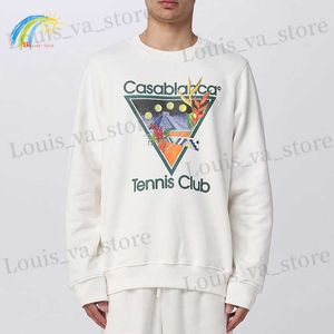 2023 Nytt casual mode svart vit casablanca tennis klubb hoodie män kvinnor tungt tyg triangel tröjor tröjor t230819