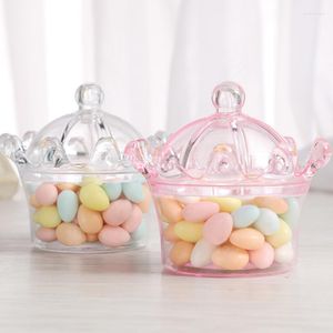 Geschenkverpackung 5pcs Hollow Clear Candy Boxes Crown Box Plastik Kreative Koffer geformtes Geburtstag Kawaii