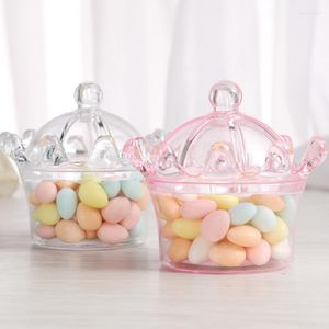 Подарочная упаковка 5pcs Hollow Clear Candy Boxs Корона коробка пластиковые творческие чехлы в форме дня рождения kawaii