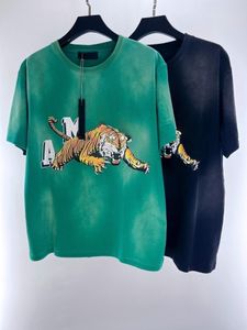 Erkek tasarımcı tişörtleri kadın tees lüks tasarımcılar tişörtler saf pamuklu kravat boya vintage tiger tee baskı erkekler rahat kısa kollu sokak tasarımcısı üst