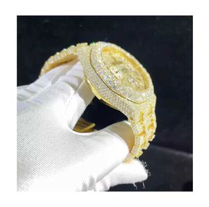 Часы с бриллиантами в стиле хип-хоп круглой огранки, все размеры, мужские часы ручной работы с натуральными бриллиантами DiF19SHNEMYBQ4