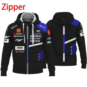 Capuzes masculinos azul m1 molho de moto casaco casual e zíper yamaha zíper pulôver