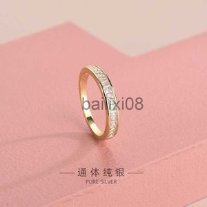 Bandringar under Banyan Tree S925 Silver Japanese Korean Style Diamond Zircon Ring Fashion Simple Square Diamond Stängd ring J230819