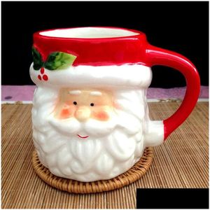 Mugs Year Gingerbread Man Santa Claus Water Cup Christmas Gift Ceramic Mug Table Decoration Coffee Cups Drop Delivery Home Garden Kitc Dhkhx