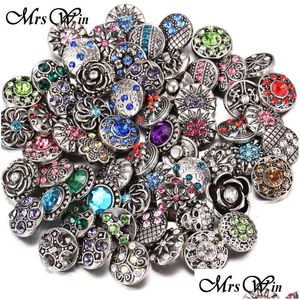 Charmarmband 100 st/lot grossist 12mm 18mm Snap -knapp smycken för armband blandad strass metall charms diy knappar 210323 dro dhpfl