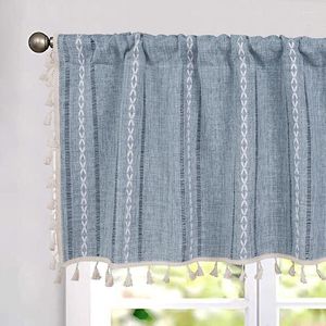 Curtain Boho Kitchen Curtains French Striped Farmhouse Vintage & Chic Cottage Tassel Short Cafe For Small Window Bathroom Decor