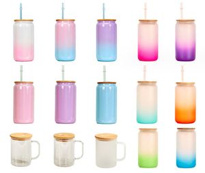 The latest 16oz gradient tube -lid glass coffee mug, many style choices, support customization of any logo