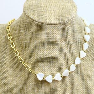 Pendant Necklaces 5 Pcs Heart Shape Beads Chains Handmade Jewelry Necklace White Chain Fashion 90281