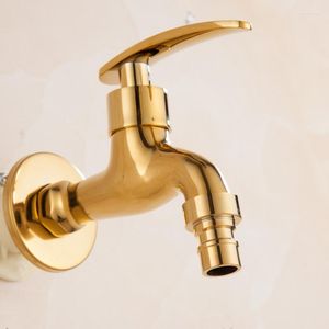 Bathroom Sink Faucets Inter-Platform Basin European-Style Antique Golden Faucet Mop Pool Lengthened Single Cold Quick Open 4 Points